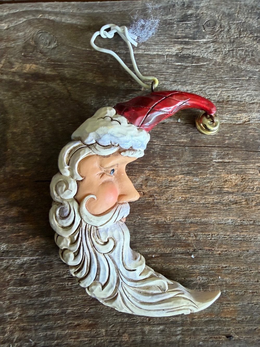 JIM SHORE CRESCENT MOON SANTA WITH BELL ORNAMENT